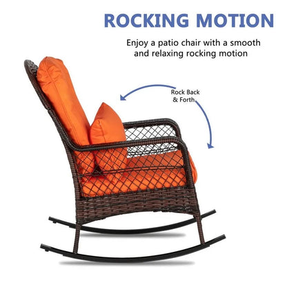 Outdoor Hand-Woven Resin Wicker Rocking Chair