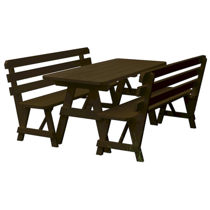 Pine 5' Picnic Table with 2 Backed Benches