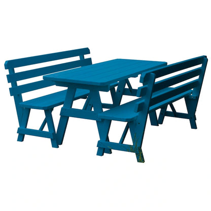 Pine 5' Picnic Table with 2 Backed Benches