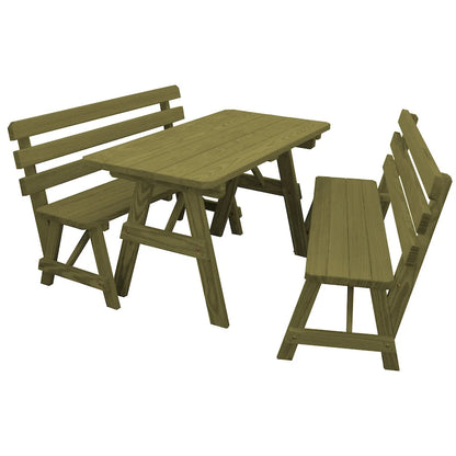 Pine 5' Picnic Table with 2 Backed Benches