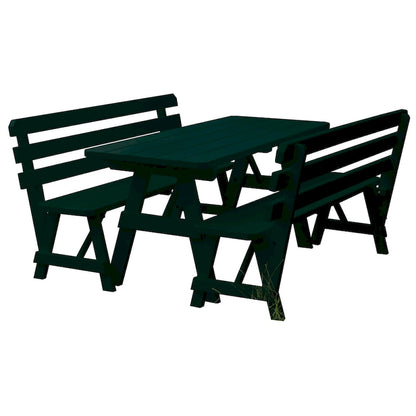 Pine 5' Picnic Table with 2 Backed Benches