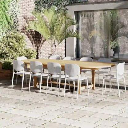 Amazonia Pierrer Outdoor Teak Wood Patio Extendable Dining Set