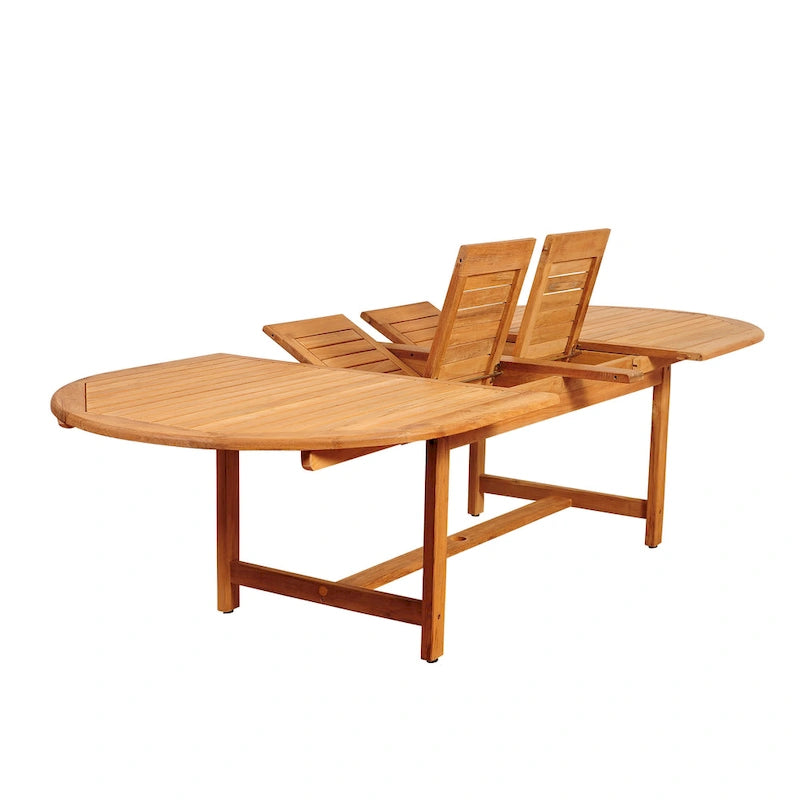 Amazonia Pierrer Outdoor Teak Wood Patio Extendable Dining Set
