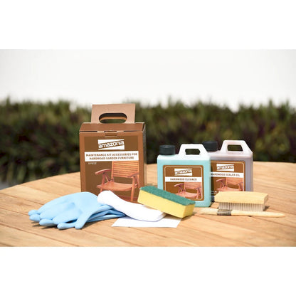 Amazonia Pierrer Outdoor Teak Wood Patio Extendable Dining Set