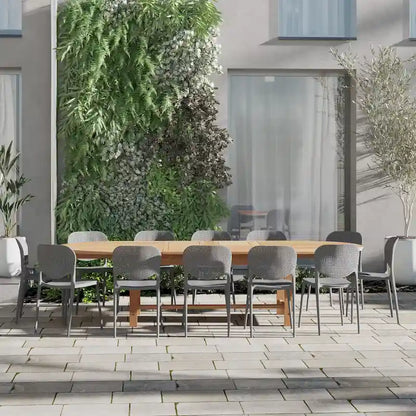 Amazonia Pierrer Outdoor Teak Wood Patio Extendable Dining Set