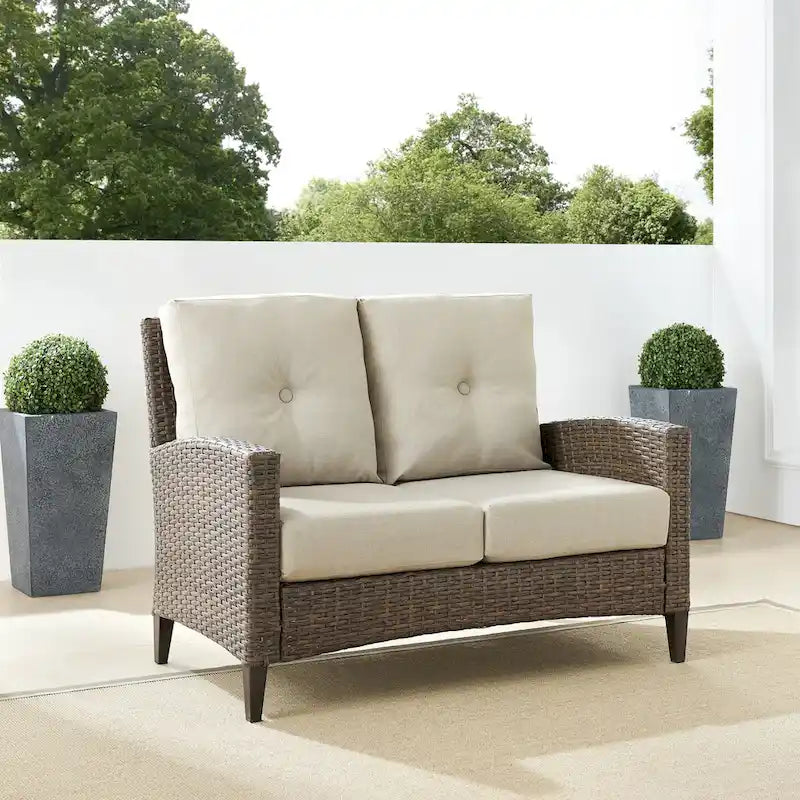 Rockport Outdoor Wicker High Back Loveseat - 67 W x 28 D x 37.5 H
