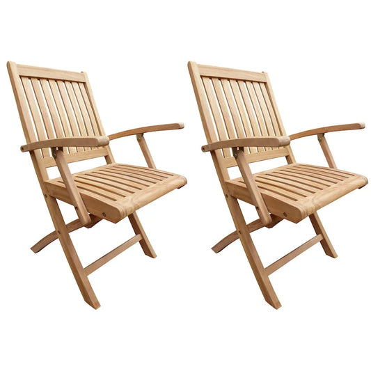 Seven Seas Teak Naples Outdoor Patio Folding Arm Chair, set of 2