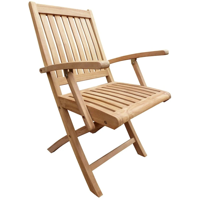 Seven Seas Teak Naples Outdoor Patio Folding Arm Chair, set of 2
