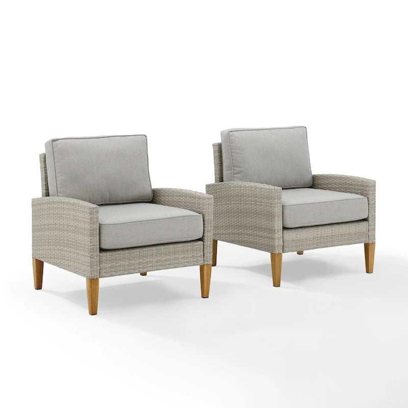 Crosley Capella Outdoor Wicker 2Pc Chair Set - 33 H x 28.25 W x29.5 D