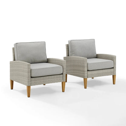 Crosley Capella Outdoor Wicker 2Pc Chair Set - 33 H x 28.25 W x29.5 D
