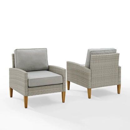 Crosley Capella Outdoor Wicker 2Pc Chair Set - 33 H x 28.25 W x29.5 D
