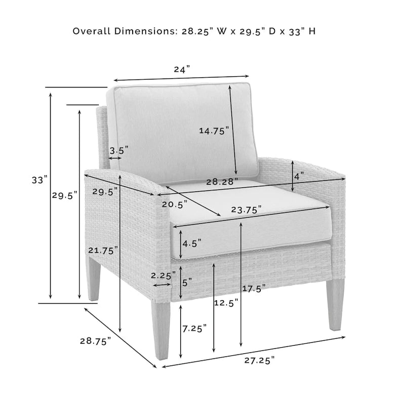 Crosley Capella Outdoor Wicker 2Pc Chair Set - 33 H x 28.25 W x29.5 D