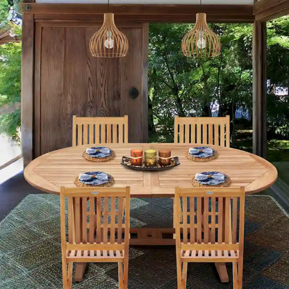 Seven Seas Teak Hawaii Teak Wood Oval Outdoor Patio Extension Table, 71 to 94 inch (Table Only)