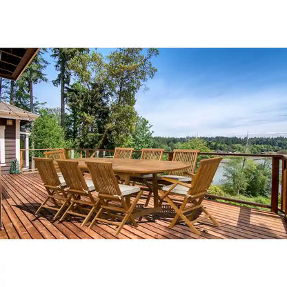 Seven Seas Teak Hawaii Teak Wood Oval Outdoor Patio Extension Table, 71 to 94 inch (Table Only)