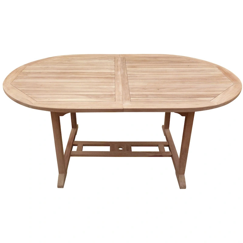 Seven Seas Teak Hawaii Teak Wood Oval Outdoor Patio Extension Table, 71 to 94 inch (Table Only)