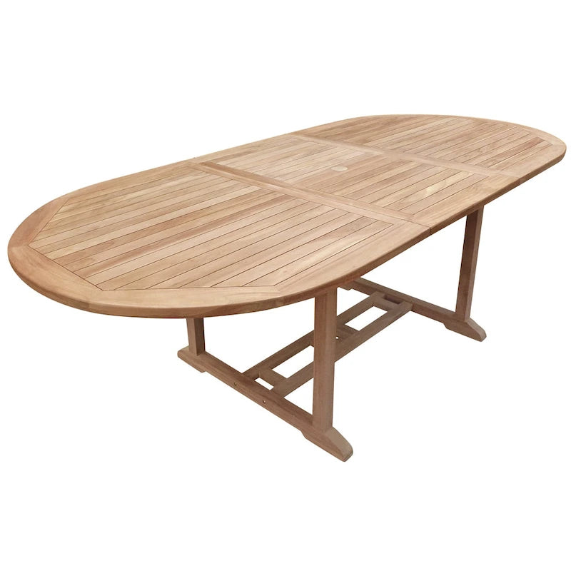 Seven Seas Teak Hawaii Teak Wood Oval Outdoor Patio Extension Table, 71 to 94 inch (Table Only)