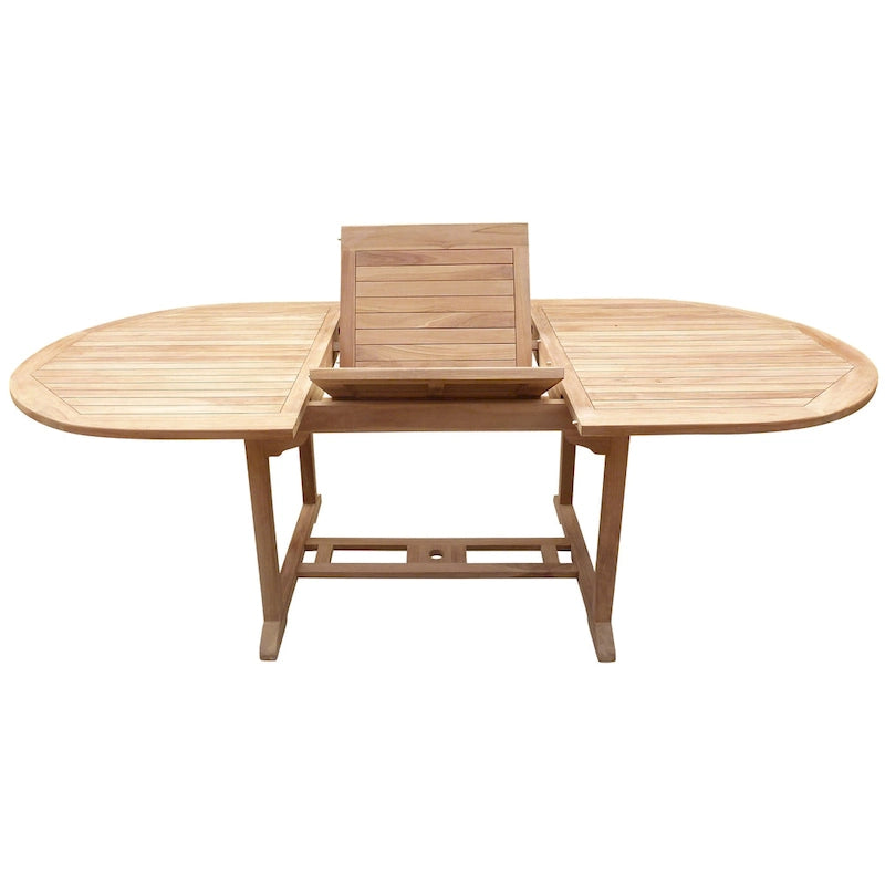 Seven Seas Teak Hawaii Teak Wood Oval Outdoor Patio Extension Table, 71 to 94 inch (Table Only)