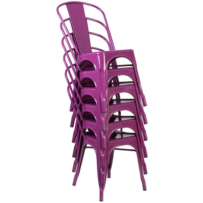 Metal Indoor/ Outdoor Stackable Chair - 20 D x 17.5 W x 33.5 H