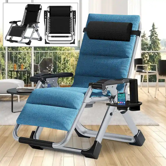 DoCred Folding Outdoor Zero Gravity Chair, with Cushion, Pillow, Blue