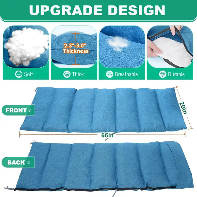 DoCred Folding Outdoor Zero Gravity Chair, with Cushion, Pillow, Blue