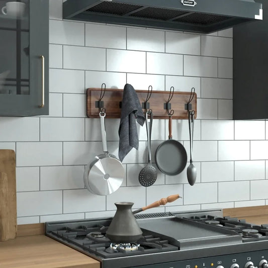 Wall Mounted Storage Rack with Upper Shelf and Storage Hooks