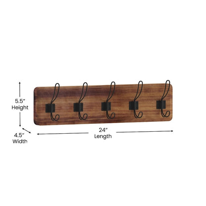 Wall Mounted Storage Rack with Upper Shelf and Storage Hooks