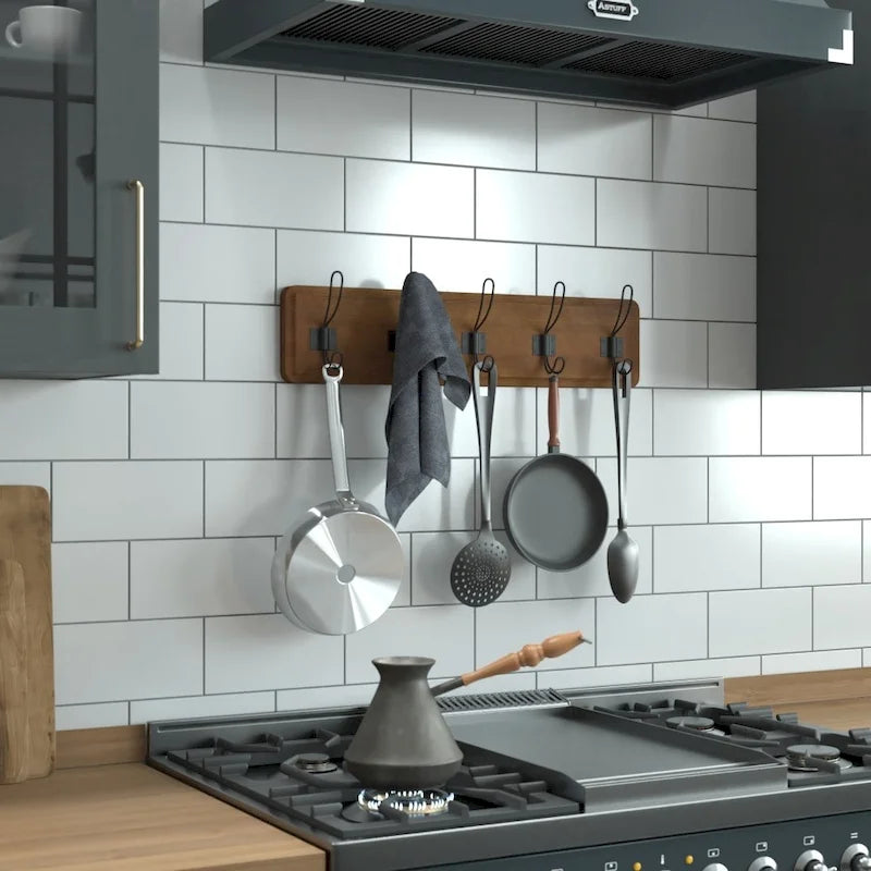 Wall Mounted Storage Rack with Upper Shelf and Storage Hooks