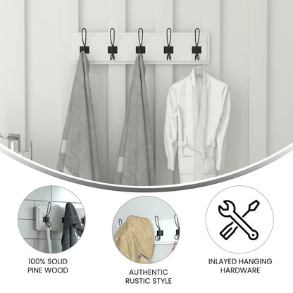 Wall Mounted Storage Rack with Upper Shelf and Storage Hooks