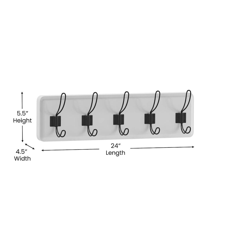 Wall Mounted Storage Rack with Upper Shelf and Storage Hooks