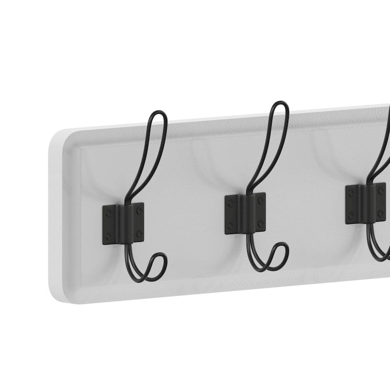 Wall Mounted Storage Rack with Upper Shelf and Storage Hooks