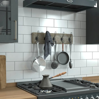 Wall Mounted Storage Rack with Upper Shelf and Storage Hooks