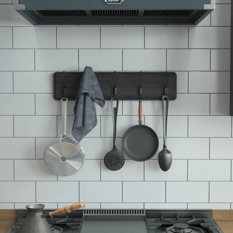Wall Mounted Storage Rack with Upper Shelf and Storage Hooks