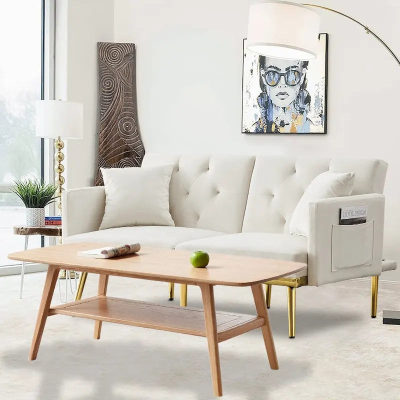 Solid Wood Coffee Table, Simple Elegant Center Table, Oak - 39“