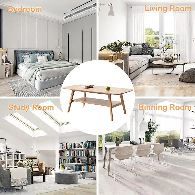 Solid Wood Coffee Table, Simple Elegant Center Table, Oak - 39“