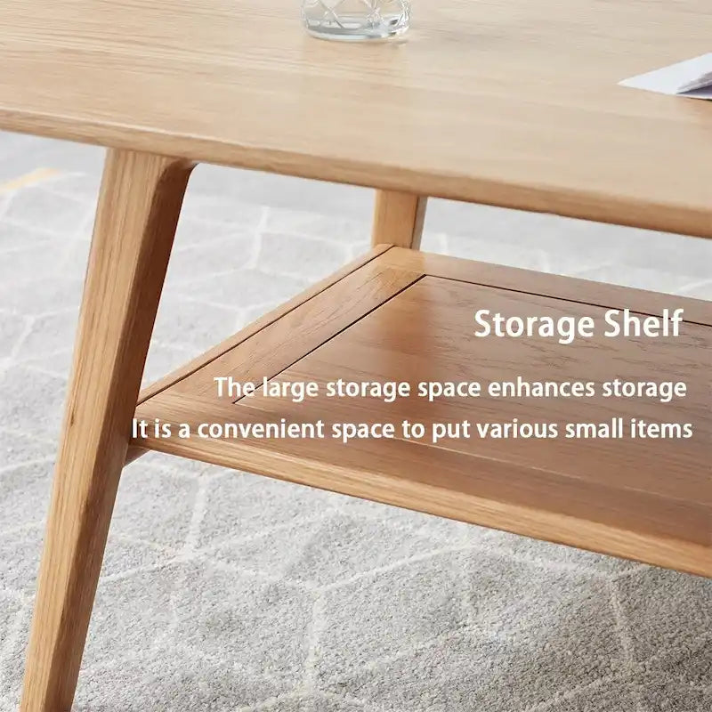 Solid Wood Coffee Table, Simple Elegant Center Table, Oak - 39“