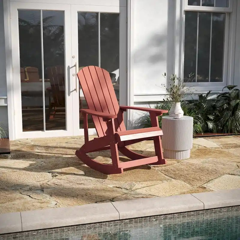 Adirondack Style Poly Resin Wood Rocking Chair for Indoor/Outdoor Use