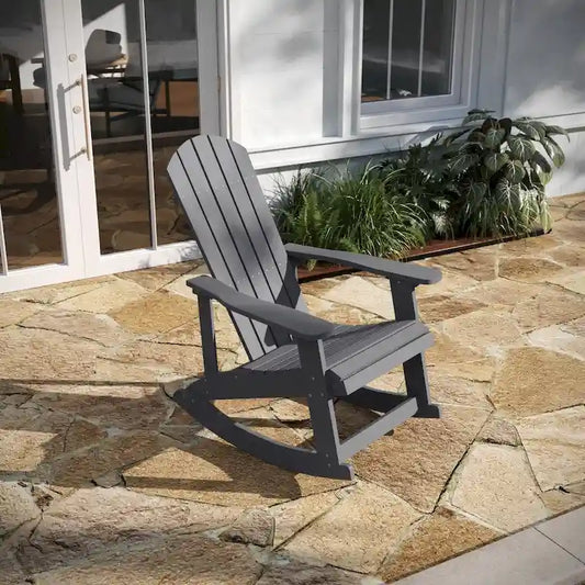 Adirondack Style Poly Resin Wood Rocking Chair for Indoor/Outdoor Use