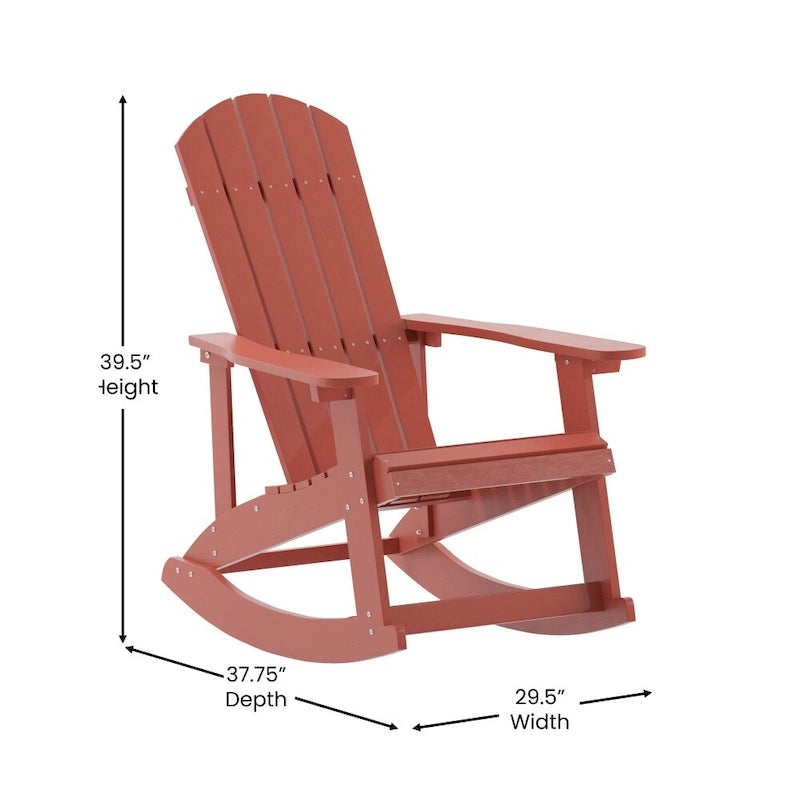 Adirondack Style Poly Resin Wood Rocking Chair for Indoor/Outdoor Use