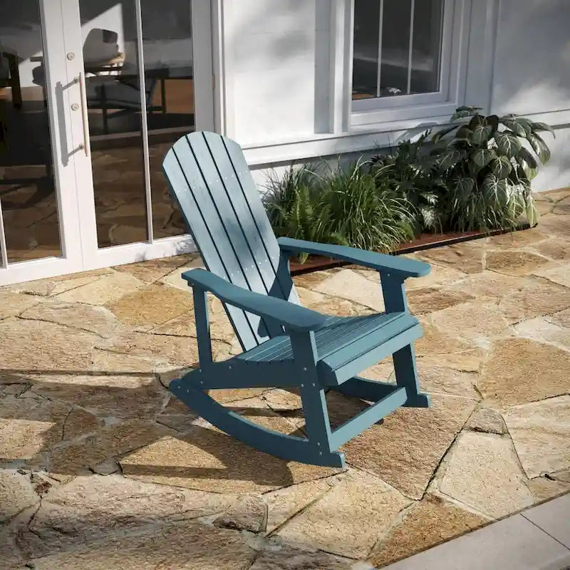 Adirondack Style Poly Resin Wood Rocking Chair for Indoor/Outdoor Use