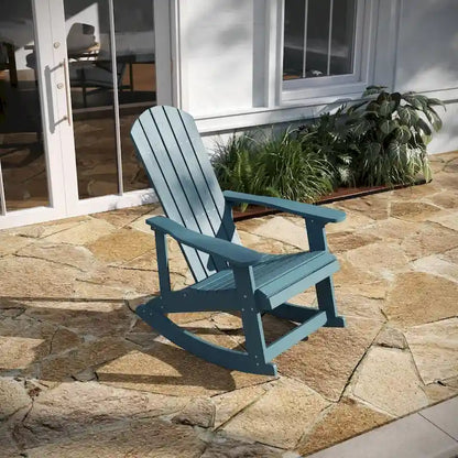 Adirondack Style Poly Resin Wood Rocking Chair for Indoor/Outdoor Use
