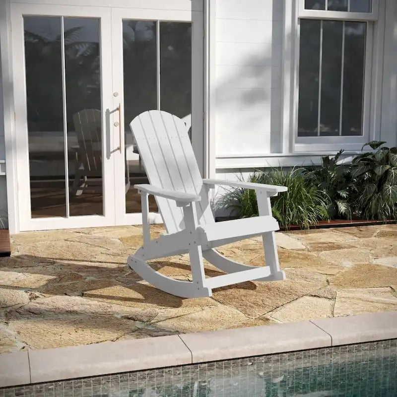Adirondack Style Poly Resin Wood Rocking Chair for Indoor/Outdoor Use