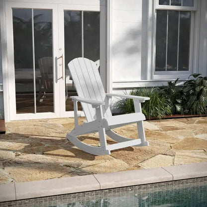 Adirondack Style Poly Resin Wood Rocking Chair for Indoor/Outdoor Use
