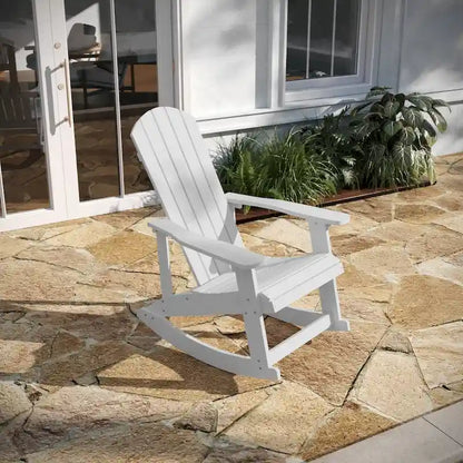 Adirondack Style Poly Resin Wood Rocking Chair for Indoor/Outdoor Use