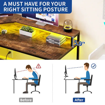 Moasis 66-inch L Shaped Gaming Desk with Shelves and Monitor Stand Home Office Desk