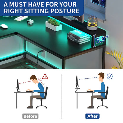 Moasis 66-inch L Shaped Gaming Desk with Shelves and Monitor Stand Home Office Desk