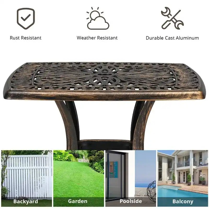 21  Cast Aluminum Outdoor Patio Dining Table