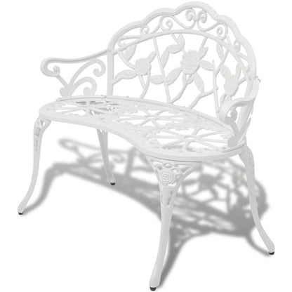 vidaXL Patio Bench 39.4  Cast Aluminum White - 139.4 x21.3 x31.5 
