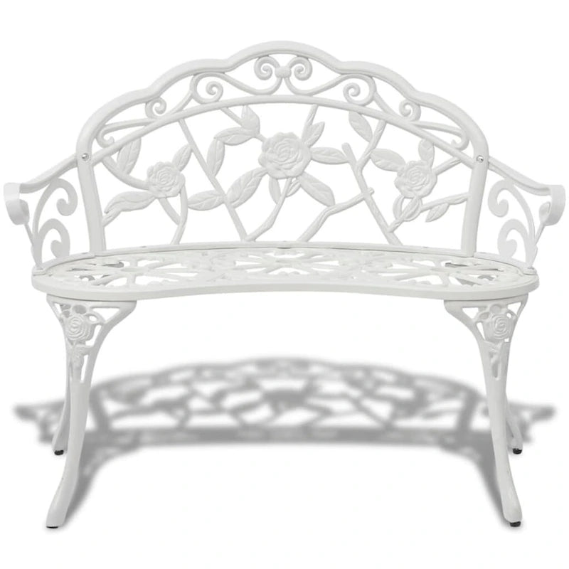 vidaXL Patio Bench 39.4  Cast Aluminum White - 139.4 x21.3 x31.5
