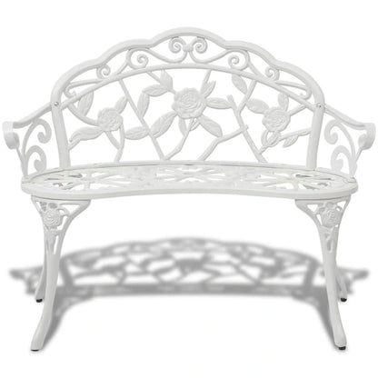 vidaXL Patio Bench 39.4  Cast Aluminum White - 139.4 x21.3 x31.5