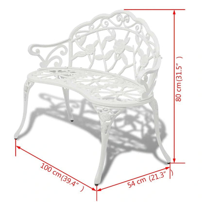 vidaXL Patio Bench 39.4  Cast Aluminum White - 139.4 x21.3 x31.5